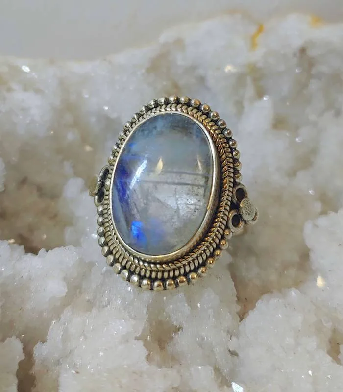 Bague Dhavalya – Argent 925 & Pierre de Lune