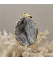 Pendentif laiton pierre brute calcédoine