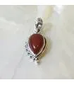 Pendentif artisanal ethnique argent cornaline naturelle