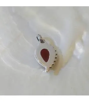 Pendentif artisanal ethnique argent cornaline naturelle