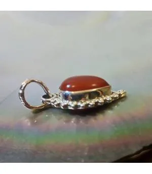 Pendentif artisanal ethnique argent cornaline naturelle