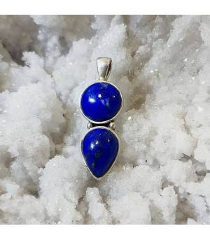 Pendentif artisanal ethnique argent et lapis lazuli