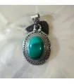 Pendentif indien argent pierre malachite