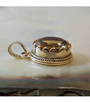 Pendentif argent citrine naturelle facettée
