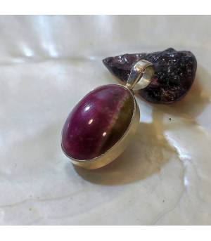 Pendentif pierre naturelle tourmaline en argent