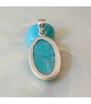 Pendentif indien argent pierre amazonite