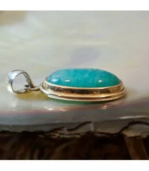 Pendentif indien argent pierre amazonite