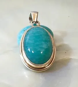 Pendentif indien argent pierre amazonite