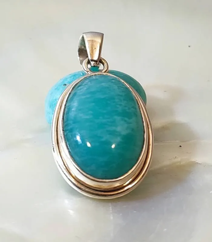 Pendentif indien argent pierre amazonite
