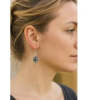 Boucles d'oreilles ethniques argent Aigue marine