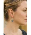 Boucles d'oreilles ethniques argent Aigue marine