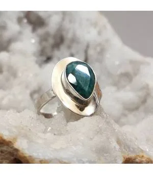 Bague argent émeraude pierre naturelle