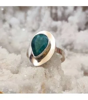 Bague argent émeraude pierre naturelle