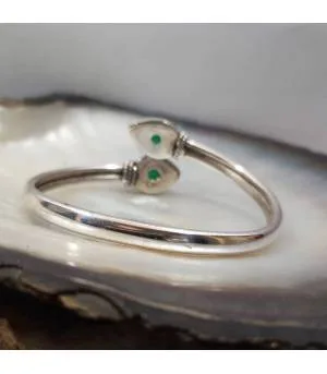 Bracelet duo jonc argent pierre chrysoprase