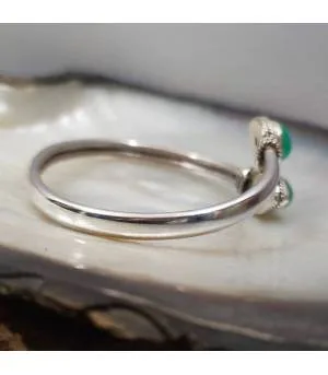 Bracelet duo jonc argent pierre chrysoprase