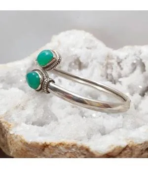 Bracelet duo jonc argent pierre chrysoprase