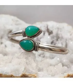 Bracelet duo jonc argent pierre chrysoprase