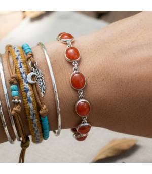Bracelet argent bijou indien en cornaline