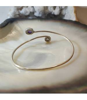 Bracelet spiral jonc argent en améthyste