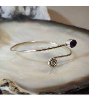 Bracelet spiral jonc argent en améthyste