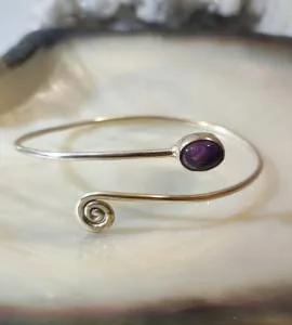 Bracelet spiral jonc argent en améthyste