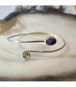 Bracelet spiral jonc argent en améthyste