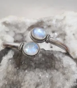 Bracelet argent duo de pierres de lune