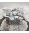 Bracelet argent duo de pierres de lune
