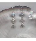 Boucles d'oreilles argent trio de pierres de lune