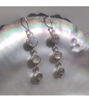 Boucles d'oreilles argent trio de pierres de lune
