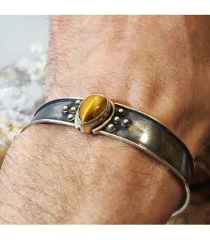 Bracelet argent protection tribale oeil de tigre