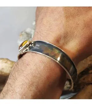 Bracelet argent protection tribale oeil de tigre