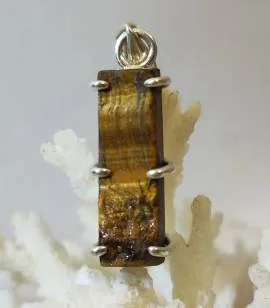 Pendentif argent oeil de tigre brut