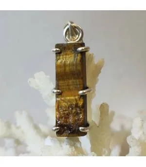 Pendentif argent oeil de tigre brut