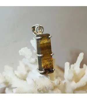 Pendentif argent oeil de tigre brut