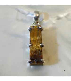 Pendentif argent oeil de tigre brut