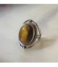 Bague argent ethno tribale pierre oeil de tigre