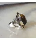 Bague argent ethno tribale pierre oeil de tigre