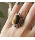Bague argent ethno tribale pierre oeil de tigre