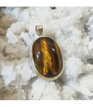 Pendentif artisanal en argent et oeil de Tigre