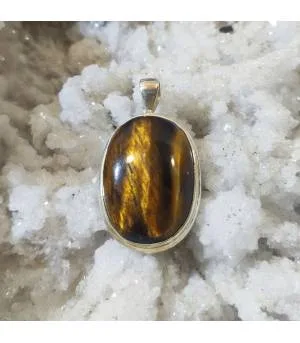 Pendentif artisanal en argent et oeil de Tigre