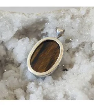 Pendentif artisanal en argent et oeil de Tigre