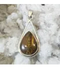 Pendentif argent épuré moderne oeil de tigre
