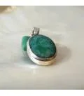 Pendentif artisanal argent et émeraude naturelle