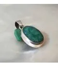 Pendentif artisanal argent et émeraude naturelle