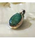 Pendentif artisanal argent et émeraude naturelle