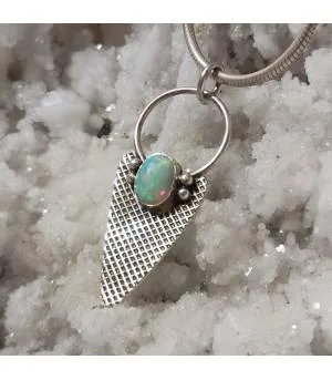 Pendentif ethnique argent opale ethiopienne