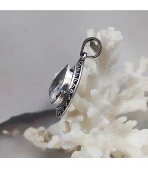 Pendentif argent filigrame citrine blanche naturelle