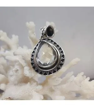 Pendentif argent filigrame citrine blanche naturelle