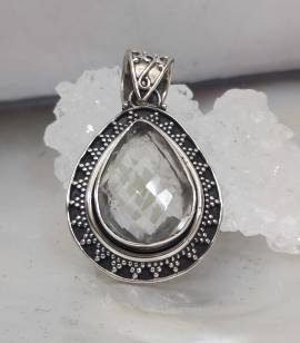 Pendentif argent filigrame citrine blanche naturelle